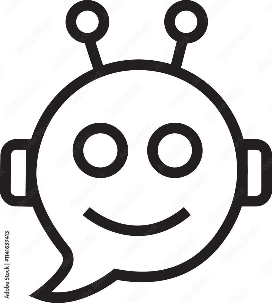 Aufkleber chatbot icon in line style. robot assistant sign. assistant ai message service. robot head in speech