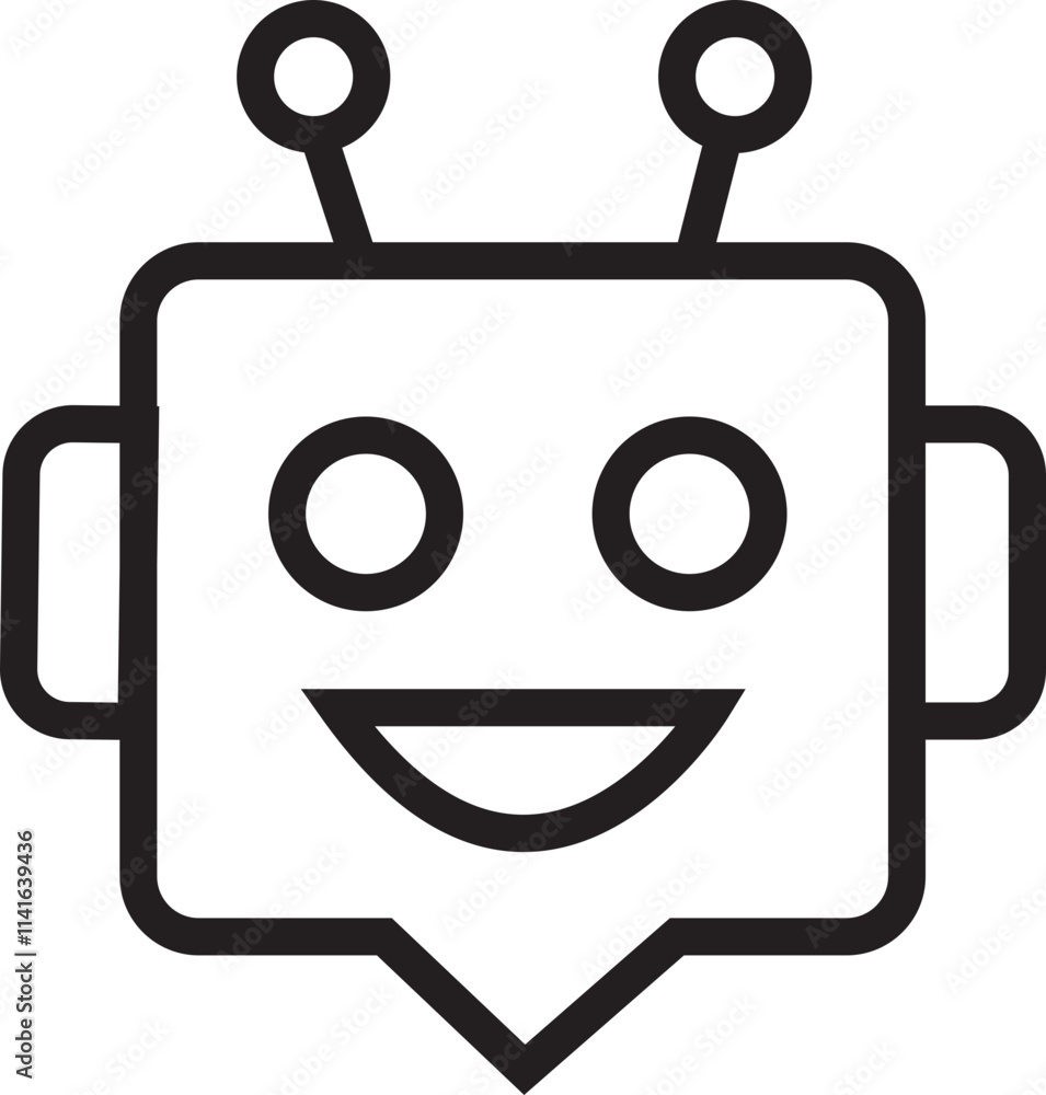 Aufkleber chatbot icon in line style. robot assistant sign. assistant ai message service. robot head in speech
