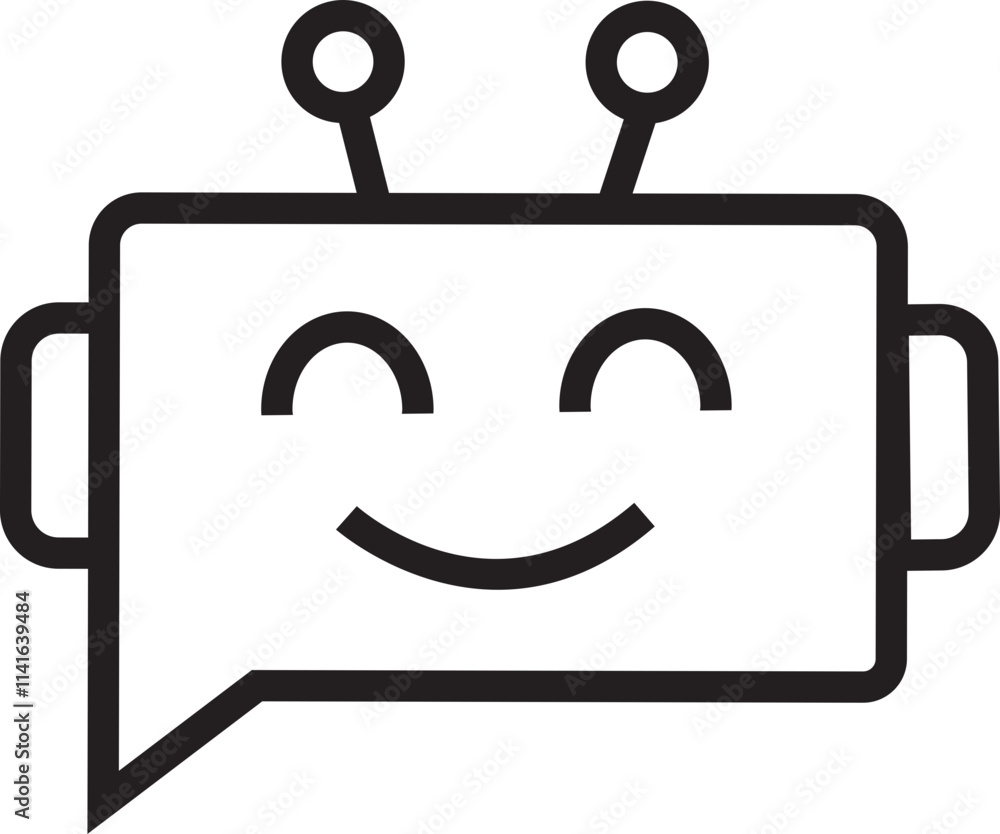 Aufkleber chatbot icon in line style. robot assistant sign. assistant ai message service. robot head in speech