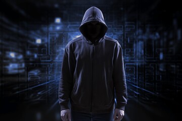 hooded hacker for online security concept