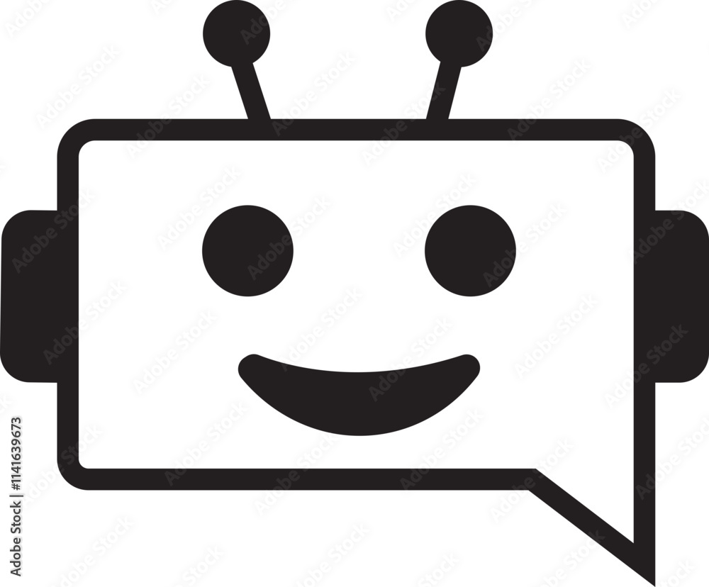 Poster chatbot icon. robot assistant sign. assistant ai message service illustration. robot head in speech 