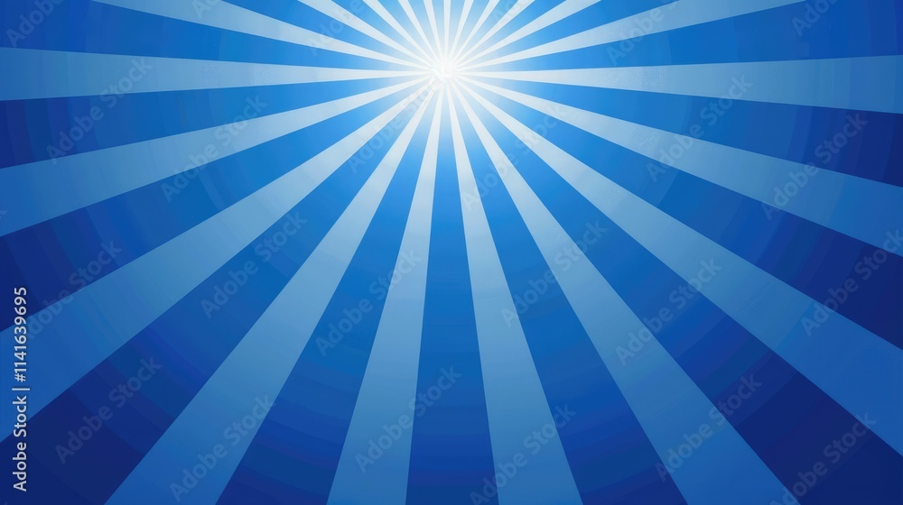 Poster a vibrant blue background with radiating light beams, creating a dynamic and uplifting effect.
