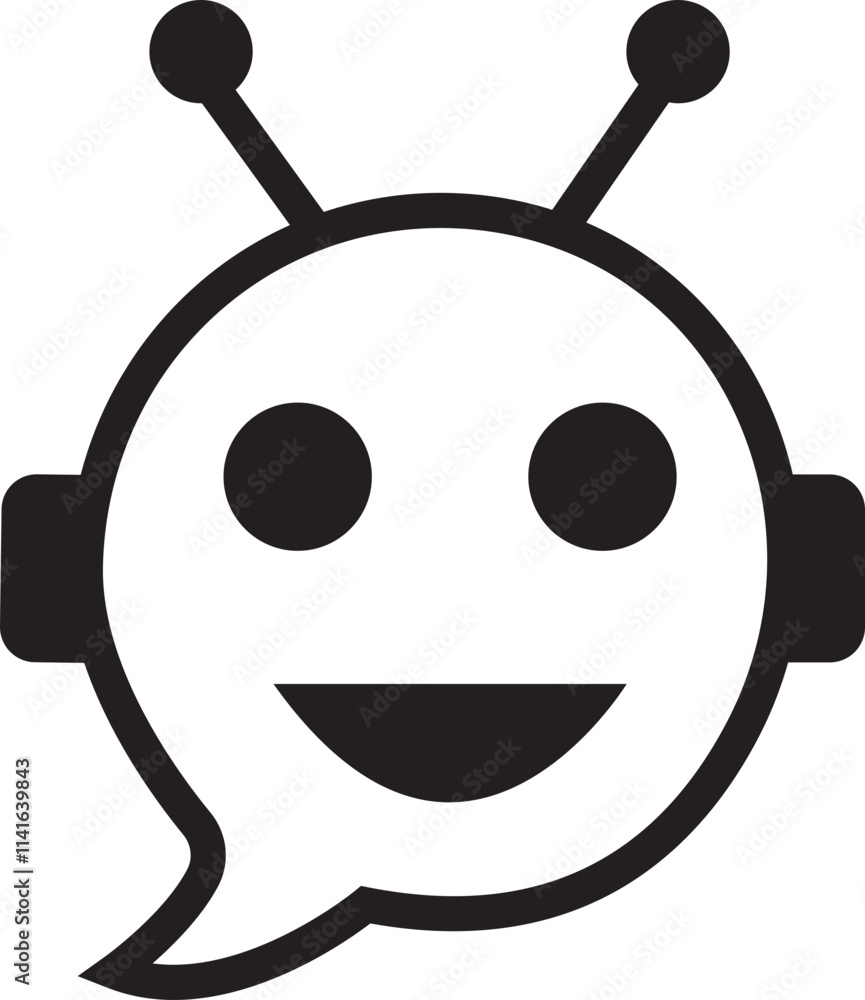 Poster chatbot icon. robot assistant sign. assistant ai message service illustration. robot head in speech 