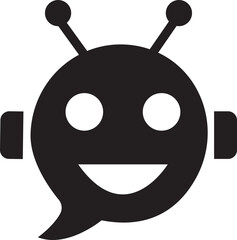 Chatbot icon in flat style. Robot assistant sign. Assistant ai message service. Robot head in speech bubble. Online customer support service bot logo for web design isolated on transparent background.