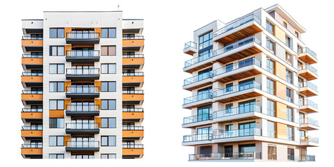 Modern residental building isolated on a white background. Generative AI.