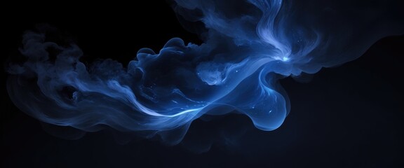 Obraz premium Abstract nebula smoke fire in Gray and Blue light isolated on a black background
