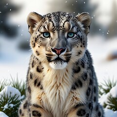 Fototapeta premium a snow leopard face