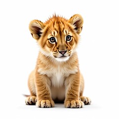 Fototapeta premium adorable lion cub with a fluffy golden coat