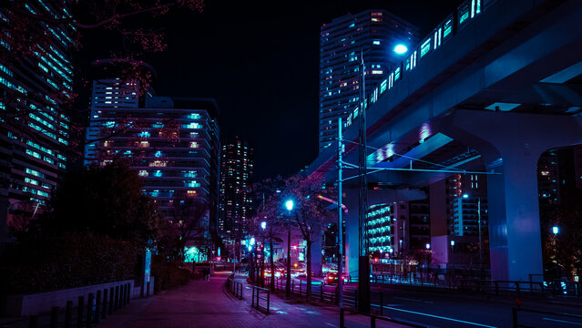 Fototapeta Night Time in Futuristic Cyberpunk Tokyo