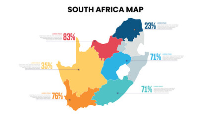 South Africa Modern Map Percentage Infographic Template Detailed infographic map of South Africa