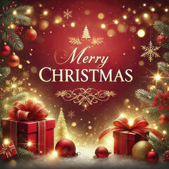 Classic Christmas Decorations with a Lit Fireplace