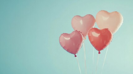 a bunch of pink and red heart shaped balloons