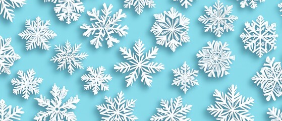 Beautiful snowflakes on a turquoise background.