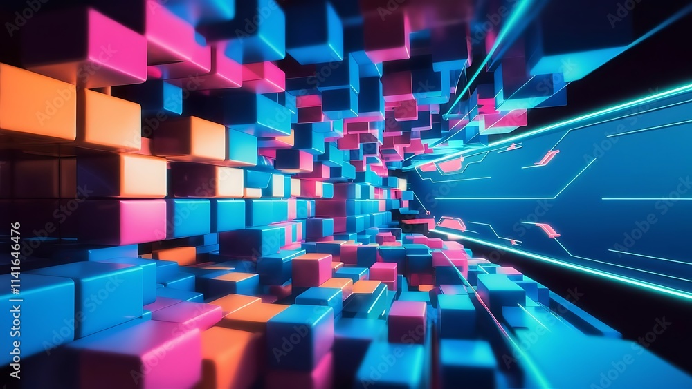 Poster abstract background 3d cubes cubic elements and blocks techno or business concept for wallpaper bann