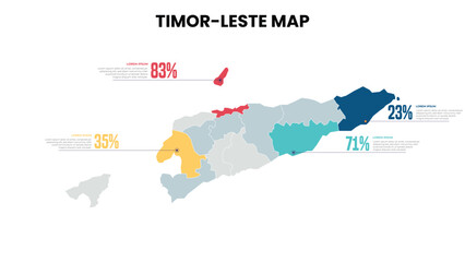 Timor-Leste Modern Map Percentage Infographic Template Detailed infographic map of Timor-Leste