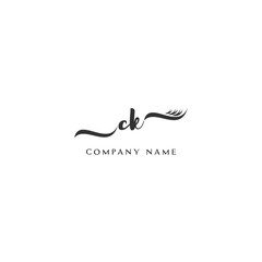 Minimalist CK Logo Design with Abstract Feather Element
