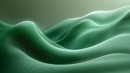 Obraz premium Flowing green waves abstract landscape digital art soft textures tranquil environment serene viewpoint
