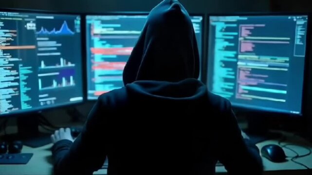 Hacker hacking data from computer 