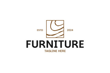 Line art wood furniture logo design vector template illustration