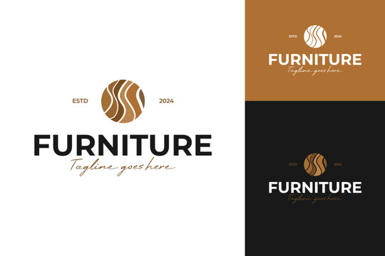 Wood furniture logo design inspiration template vector illustration