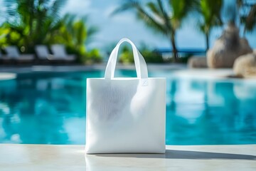 Naklejka premium Empty White Blank Tote Bag with Free Copy Space for Stylish and Minimalist Branding