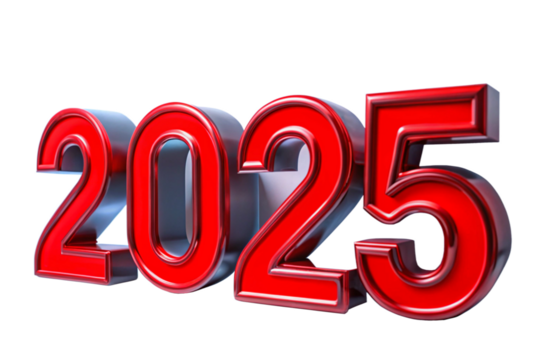 3d New Year 2025 text png