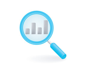 Searching statistics data concept with magnifying glass