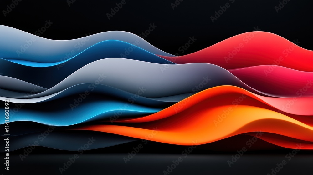 Poster abstract waves in vibrant colors create a dynamic visual flow.