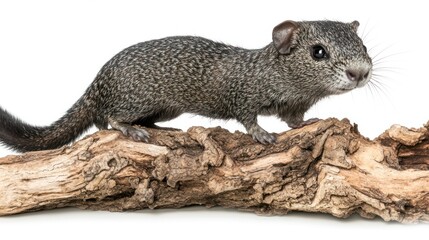 Obraz premium A small rodent-like animal standing on a textured log.