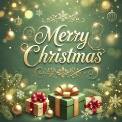 Classic Christmas Decorations with a Lit Fireplace