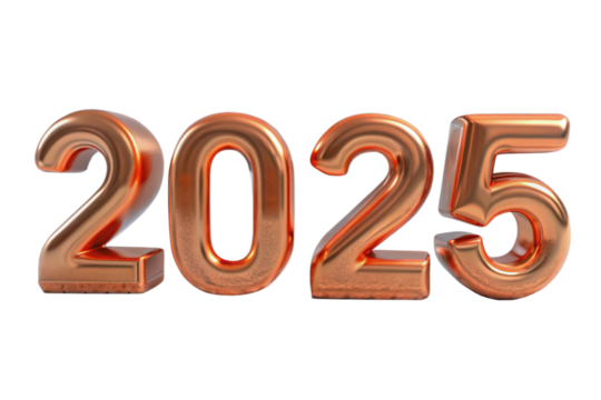 3d New Year 2025 text png isolated
