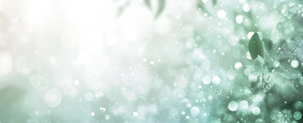 Obraz premium Soft Focus Background with Green Hues and Bokeh Effect Creating a Dreamy Atmosphere for Creative Projects and Design Use