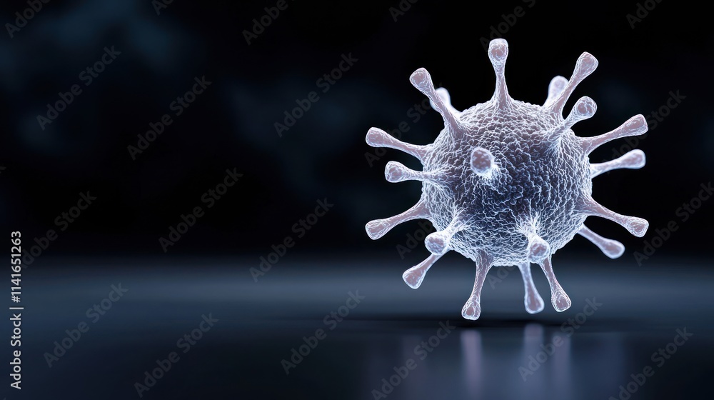 Aufkleber 3d representation of a virus, illustrating its structure and features.