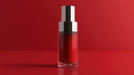 A detailed 3D rendering of a cosmetic airless pump bottle, ideal for moisturizers, serum containers, and body oils, showcasing a sleek and modern design.