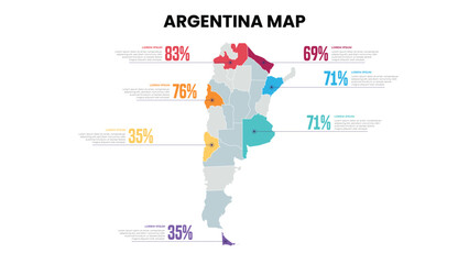 Argentina Modern Map Percentage Infographic Template Detailed infographic map of Argentina
