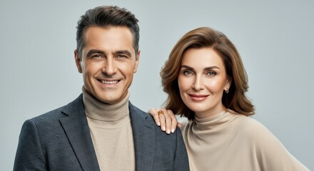 Obraz premium Elegant portrait of a mature caucasian couple in sophisticated attire