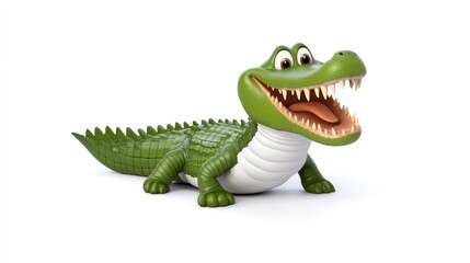 Obraz premium A cheerful cartoon crocodile with an open mouth and vibrant colors.