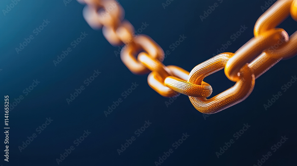 Poster chain of interconnected links in bright yellow against dark background, symbolizing strength and uni
