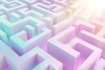 Surreal 3D Mind Maze in Soft Pastel Colors for Creative Design