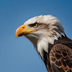 Obraz premium A bald eagle with a blue sky background