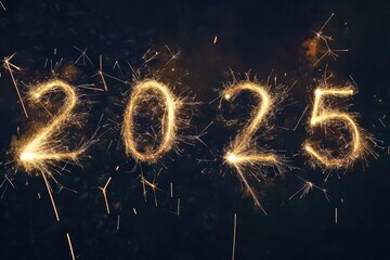 Fiery Sparks Forming 2025 - Minimalist New Year Celebration Design
