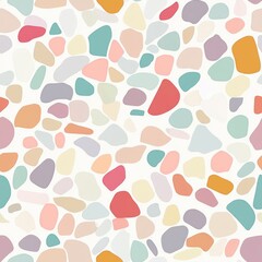 Pastel Pebble Path A clean design featuring irregular pebble shapes in pastel hues scattered across a solid background

