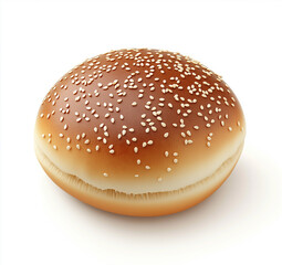 One fresh hamburger bun isolated on white