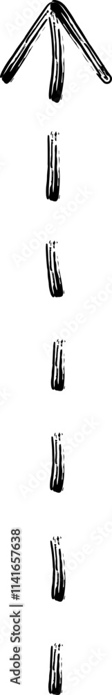 Poster a dashed arrow pointing upwards, symbolizing direction and progress.