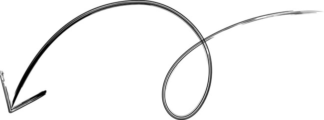 Curved arrow with a loop, symbolizing direction and movement.