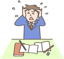 勉強に苦しむ学生