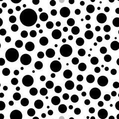 Monochrome Dot Dance A simple, clean arrangement of varying-sized dots in black and white for prints
