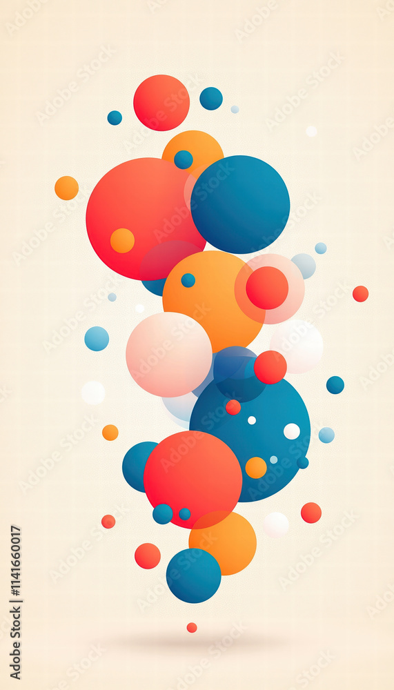 Aufkleber colorful abstract design featuring floating circles in various sizes and colors, creating vibrant an