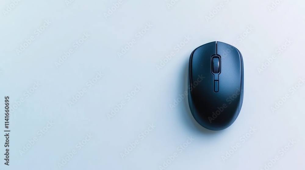 Poster A simple yet striking image of a black wireless mouse isolated on a white background, emphasizing its modern design and usability.