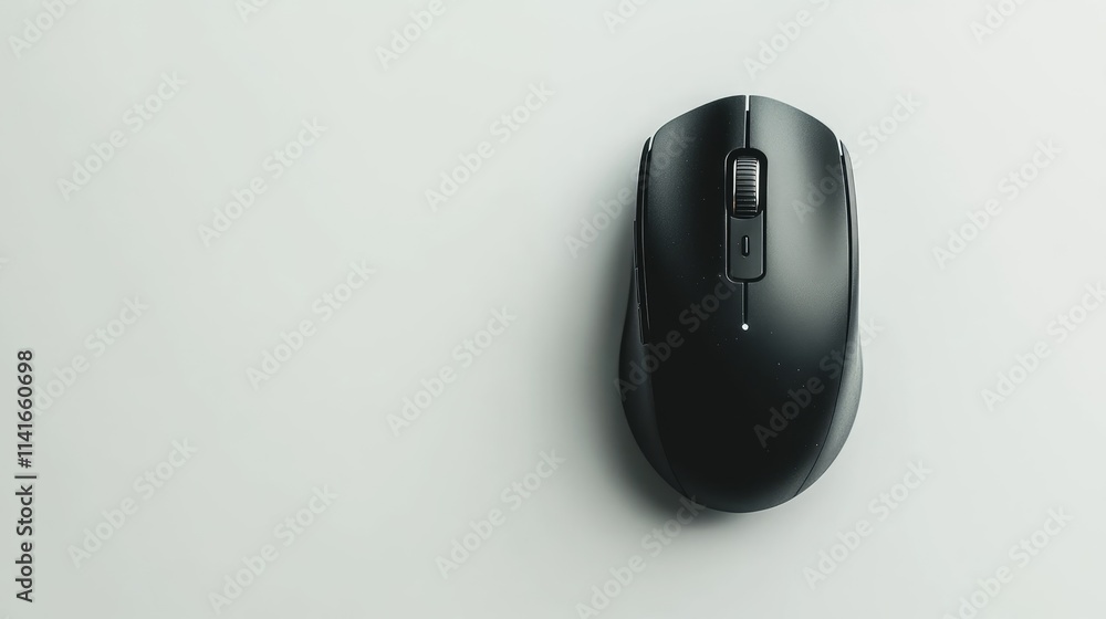Poster A simple yet striking image of a black wireless mouse isolated on a white background, emphasizing its modern design and usability.